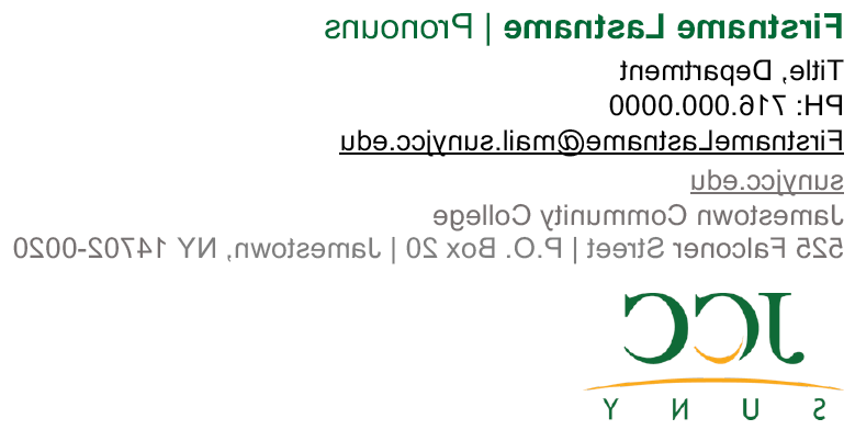 JCC email signature layout, Jamestown Campus